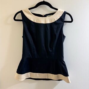 ♠️ Kate Spade Black and Cream Peplum Blouse